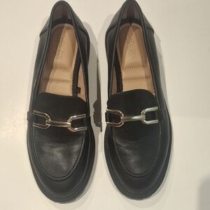 Rachel Zoe Black Loafers with Gold Accent